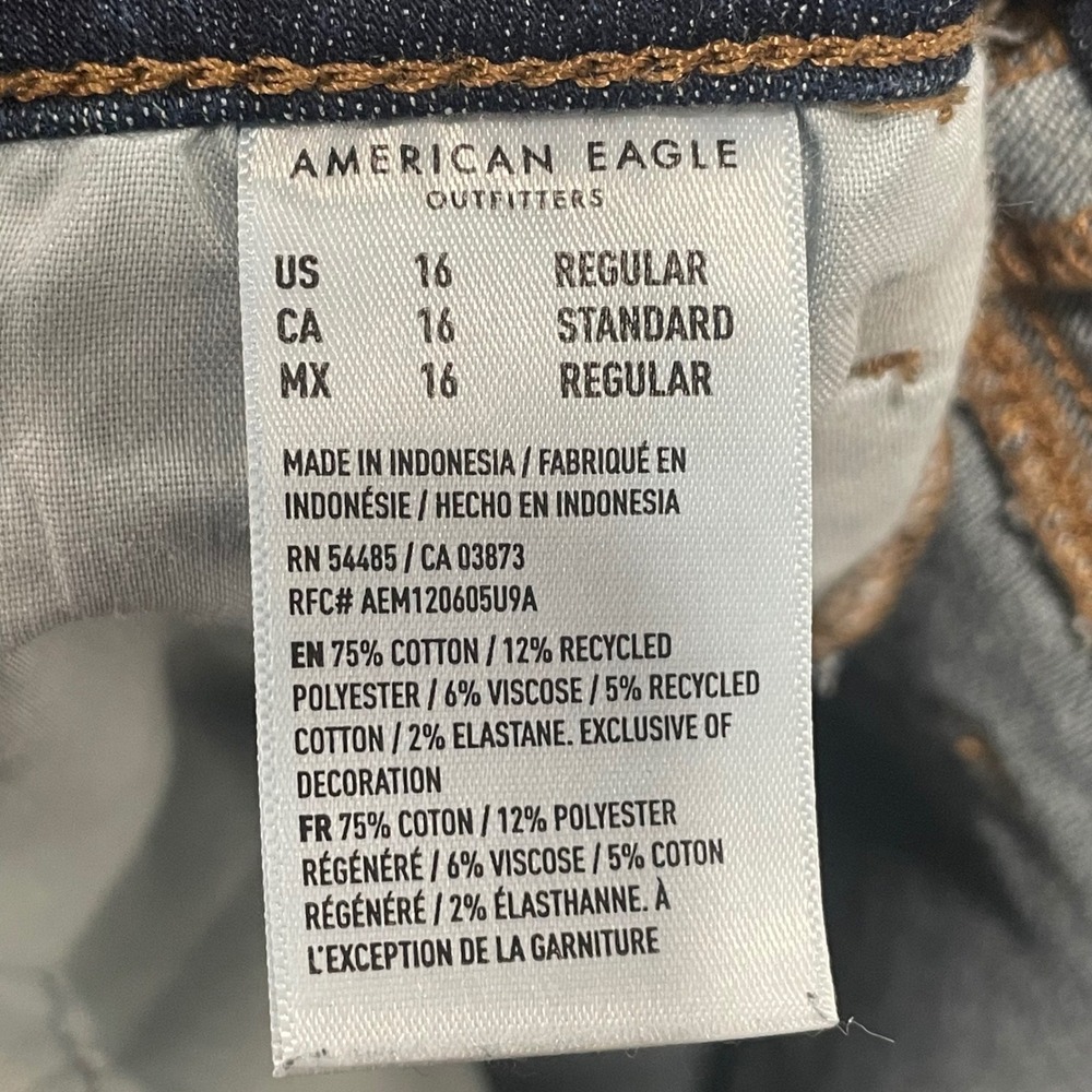 American Eagle Kick Boot Jeans Women Dark Wash Next Level Stretch Size 16 35x30 - Picture 10 of 11